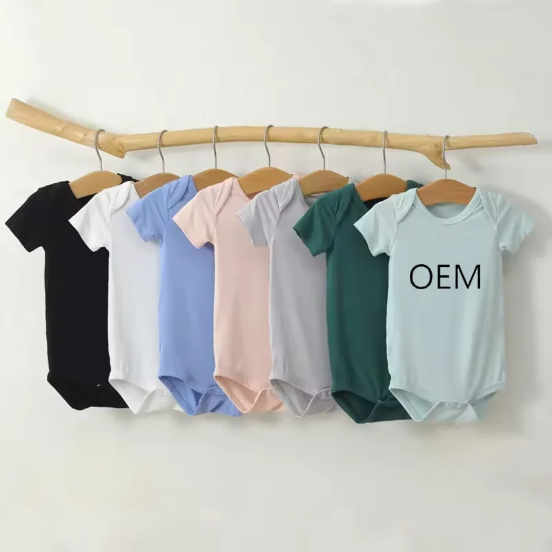 GOTS Certified Organic Cotton Knitted OEM Wholesale  Custom Print Soild Color Unisex Newborn Clothes Infant Bodysuit Baby Romper