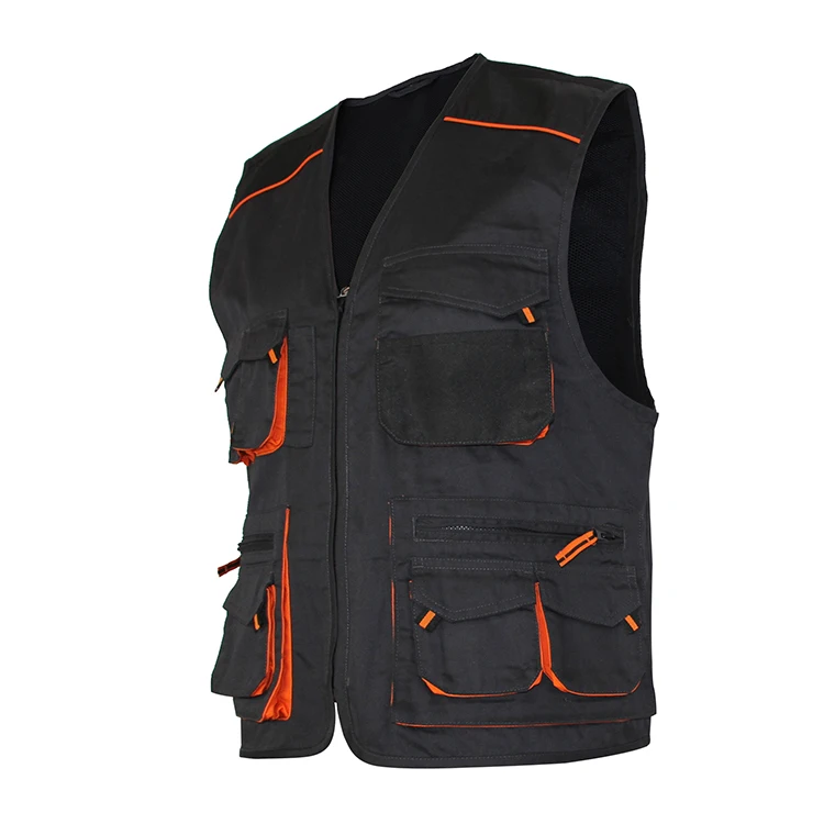 2022 custom print logo men work cargo photographer black mesh utility vest