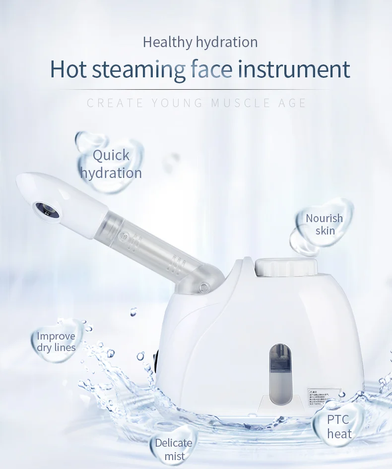 OEM ODM Nano Spray Ionic Hot and Cold Spray Electric Portable Face Steamer Moisturizing Facial Steamer Nano Mister Ozone Support