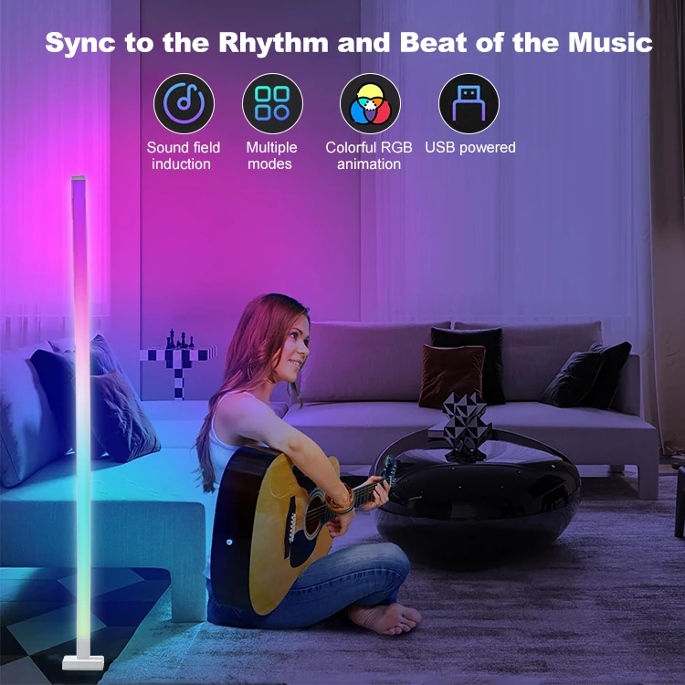 nordic designer luxury RGBIC standing light Music sync Dimmable modern decorative led floor lamps corner for living room bedroom