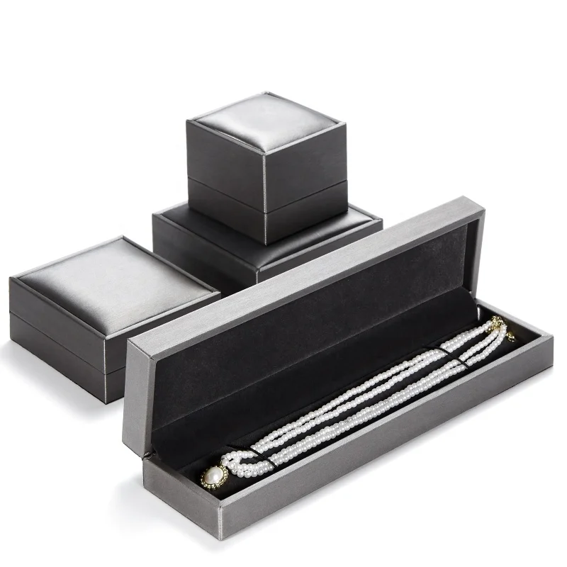 Custom High End Long Gold Stock Leather Brushed Pu Bracelet Necklace Ring Jewlery Jewelry Jewellery Packaging Box For Jewelry