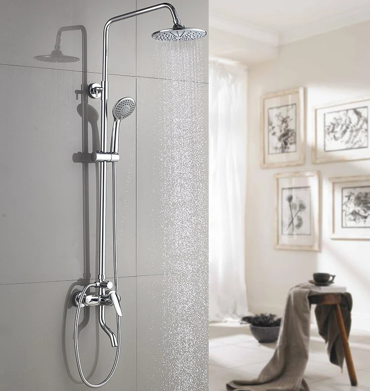 Chinese Factory Smart Wall Mounted Brass Bath Shower Set Chrome Finished with Ceramic Valve Core