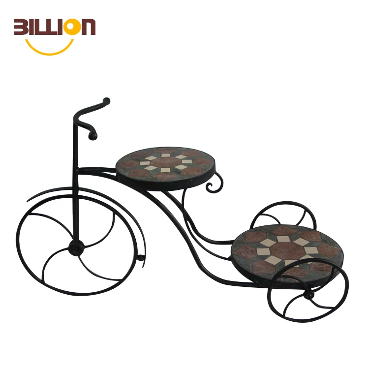 New Design Metal Craft Bicycle Flower Pot Garden Solar Light Pot