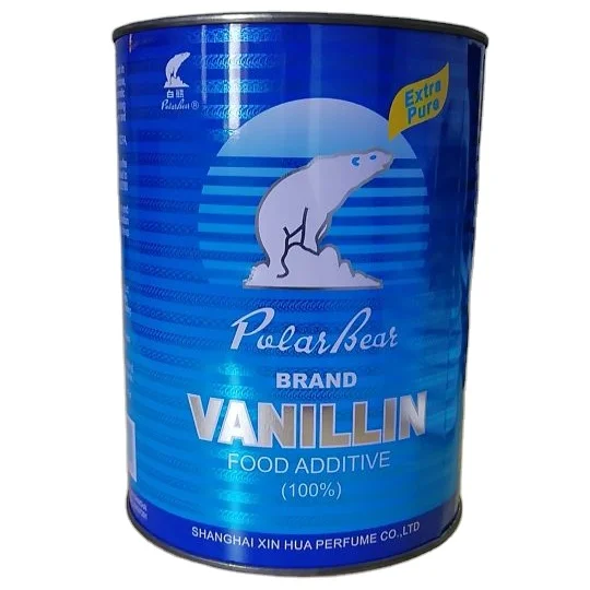 Food grade  polar  bear vanillin flavour in food additives flavorings drum 20kg 500g tin
