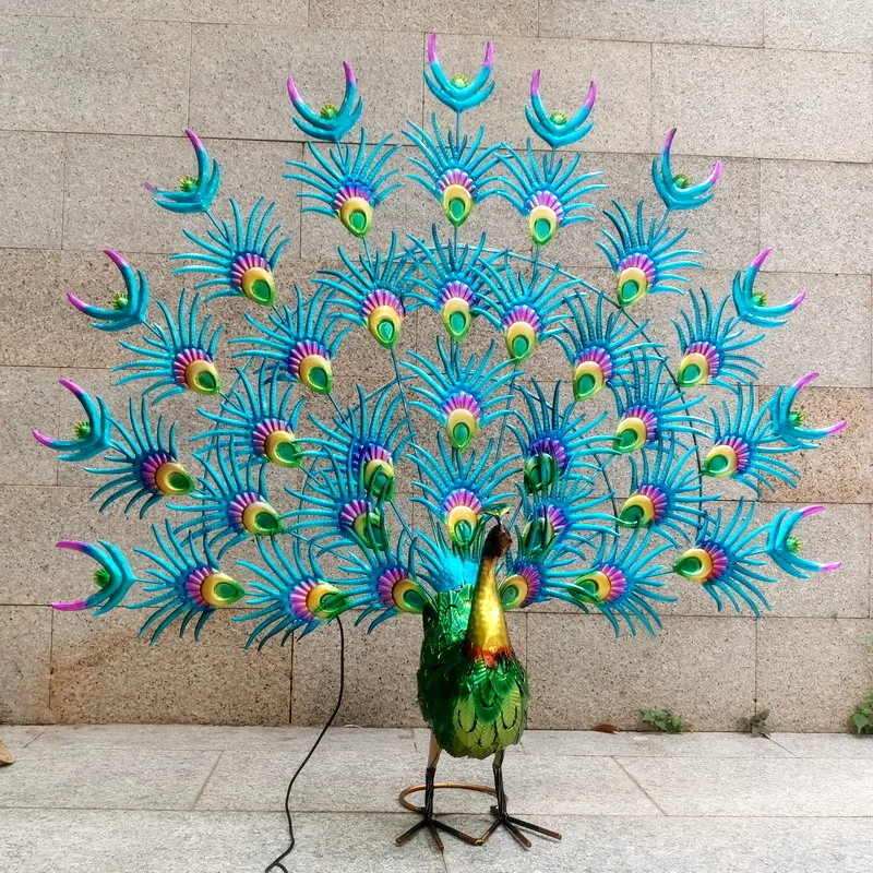 christmas decoration wedding gift lighting metal large peacock statue