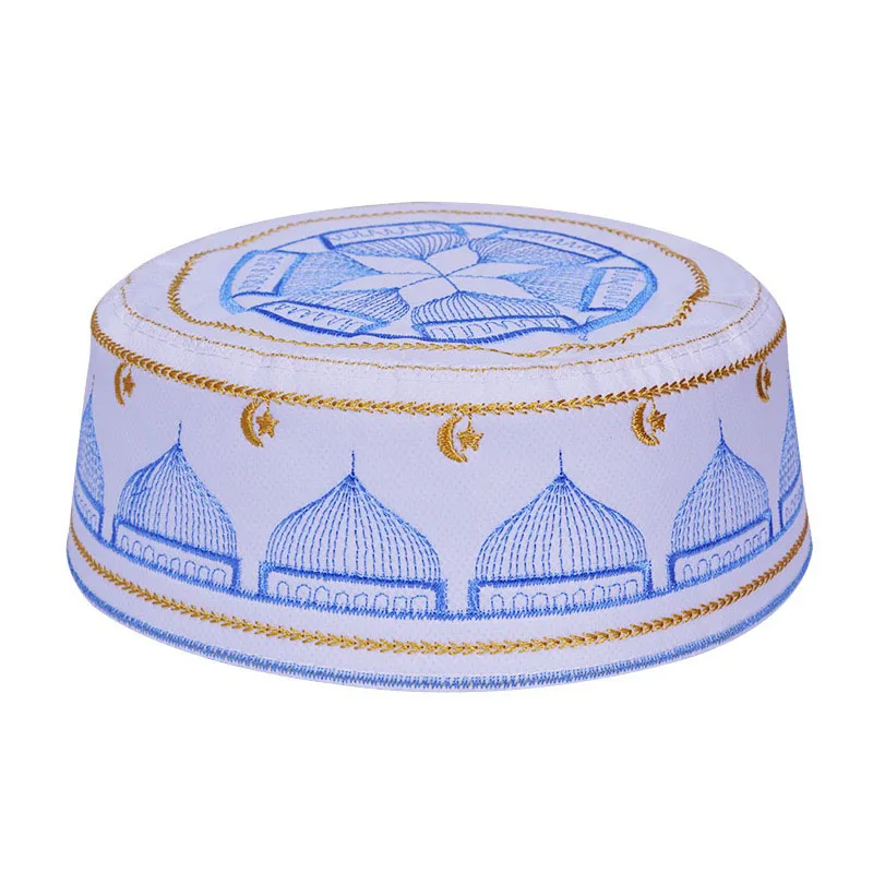 Men Muslim Prayer Kufi Hat Prayer Headwear Skull Cap Embroidery Kofia Islamic Prayer Cap