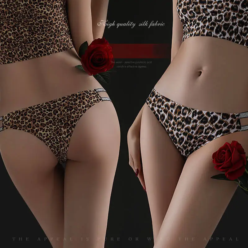 High Quality Seamless Low Waist Sexy Broadband Ladies cintura baixa Thong Leopard Print Ladies Panties Veil Briefs