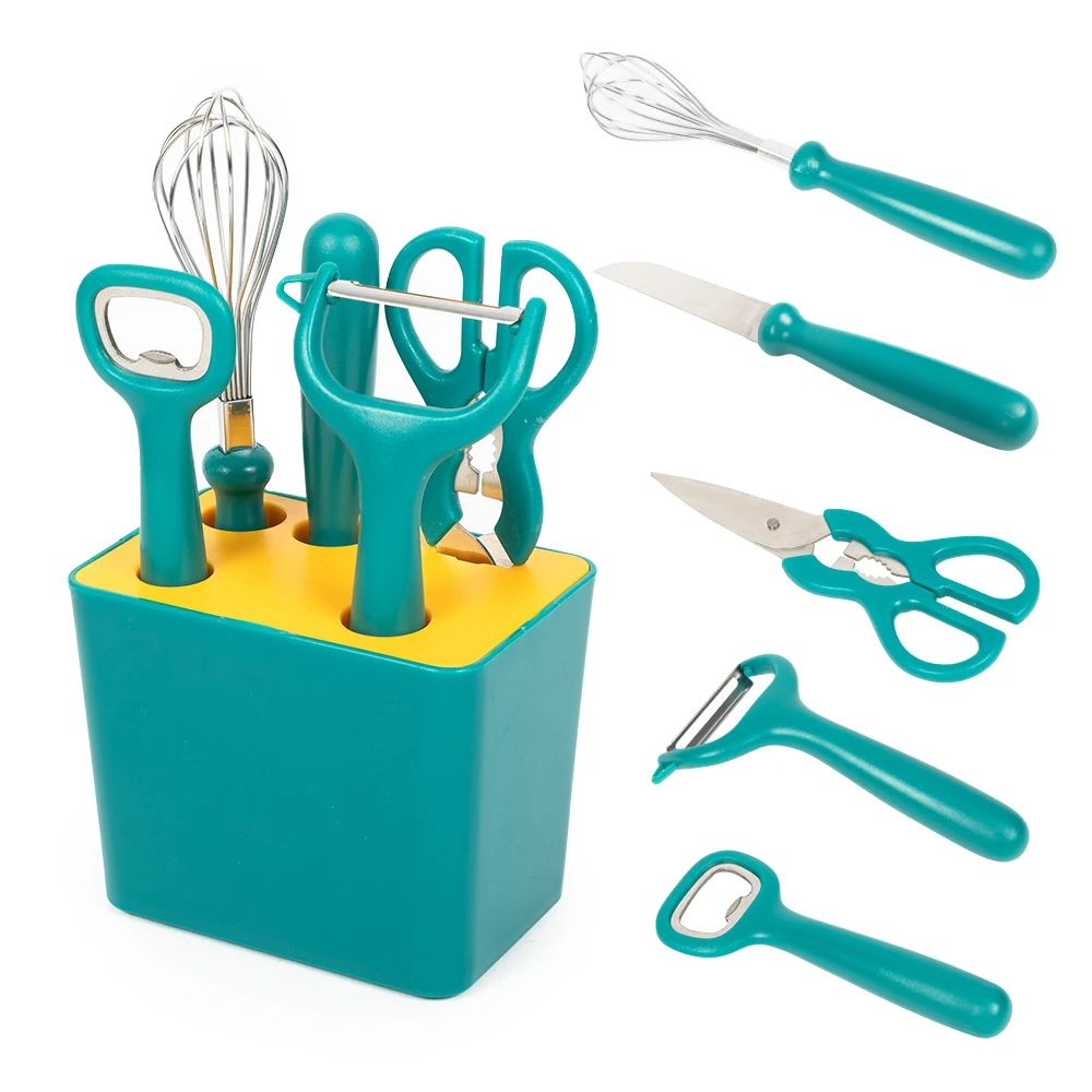 6pcs Green House Kitchen Supplies Accessories Whisk Open Pleer Scissors And Knife Kitchen Gadgets
