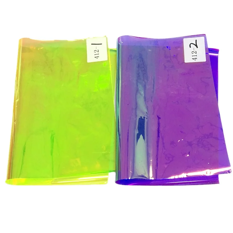 Hot Sale Eco-friendly Dichroic Iridescent Transparent Laminated PVC film for making fan and decoration film