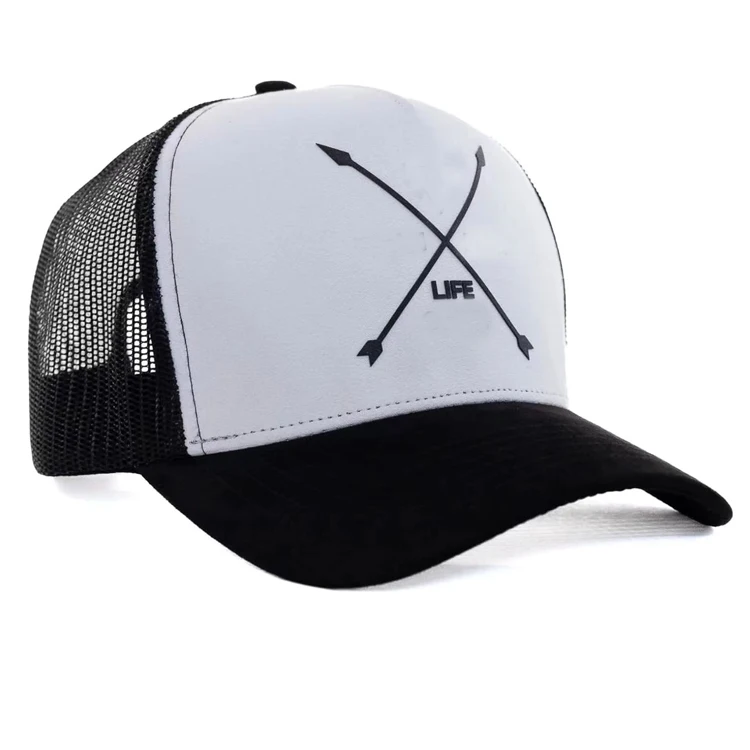 Wholesale Custom PVC Patch Low MOQ 5 Panel  Curved Brim Foam And Mesh Trucker Cap Hat