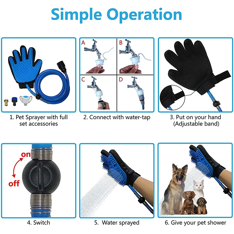 
Pet Washing Grooming Tools Dog Cat Massage Shower Sprayer Hair Remover Brush Glove,silicone Pet Bath Grooming Glove 