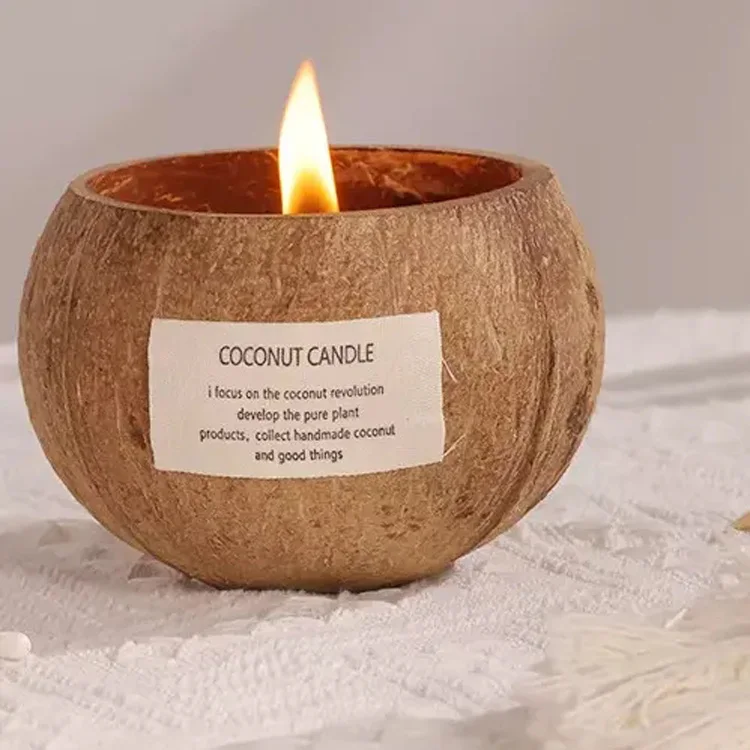 Luxury Coconut Shell Bowls Candle Wood Wick scented Candle, valentine Coconut Gift Box