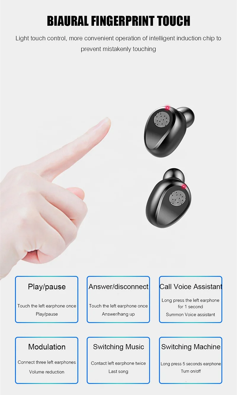 Mini Headphones F9 Tws BT5.0 Wireless Earbuds Earphone With 1200mah Charging Sports Gaming Headset With Led Display Headphone