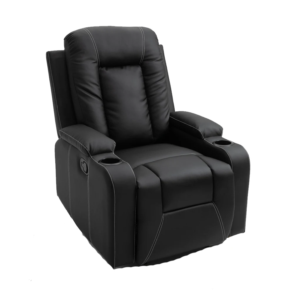Partner Kd PU Manual Recliner With Cup Holder For Living Room Comfortable TV Recliner Chairs