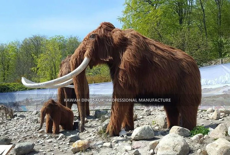 Kawah Factory Realistic Animatronic Mammoth Model Animatronic Mammoth Statue Animals for Forest Park