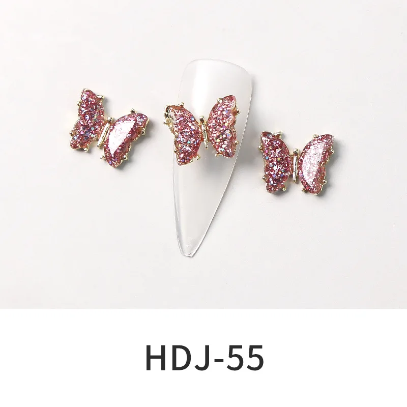 Factory Price Aurora Colorful Butterfly Nail Rhinestones 3D Metal Alloy Silver Bows Nail Art Charm Decoration Supplies