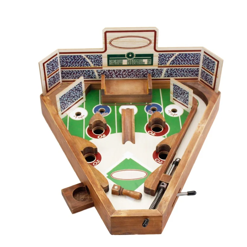 High quality colorful pinball game baseball portable board game wooden toy table top baseball pinball game toy