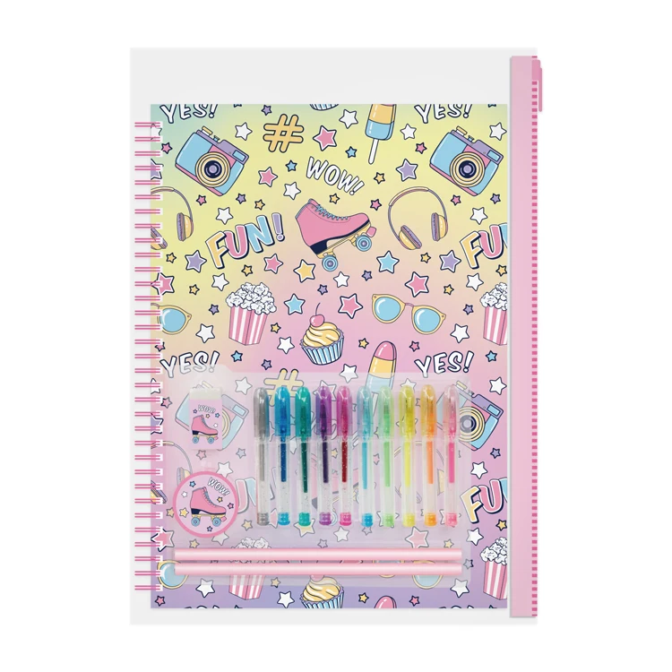 2022 Hot Selling Cute Personalized Donut Design Drawing Tools Set in PVC Bag for girls Stationery Set