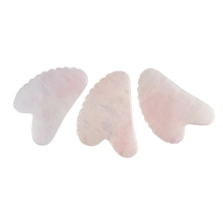 New Launch Product 2024 Heart Shaped Rose Quartz Gua Sha Massage Tool With Teeth Crystal Skin Beauty Massager Face Lifting