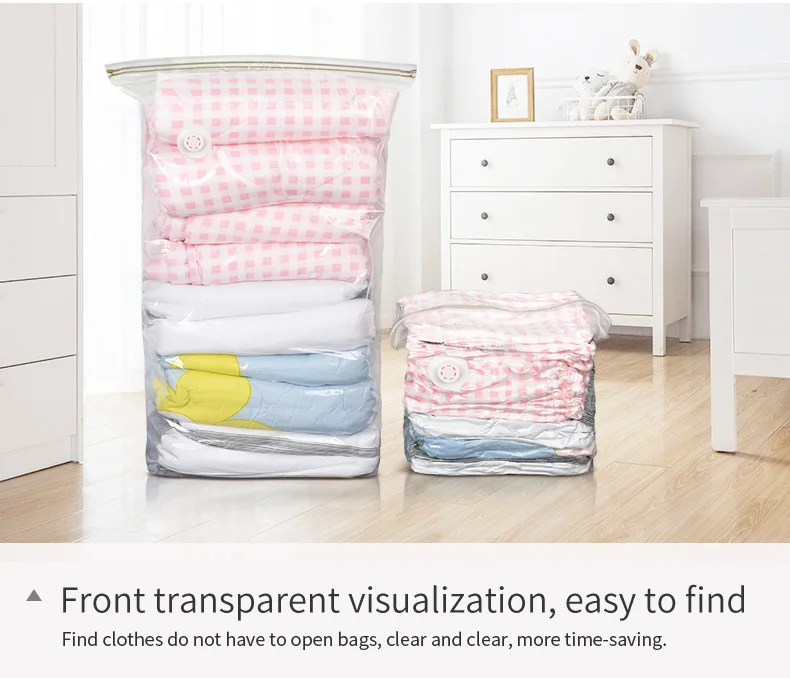 Portable Space Saver Travel Transparent Vacuum Storage Bag Vacuum Compression Bag For Cloths and Bedding Organizer