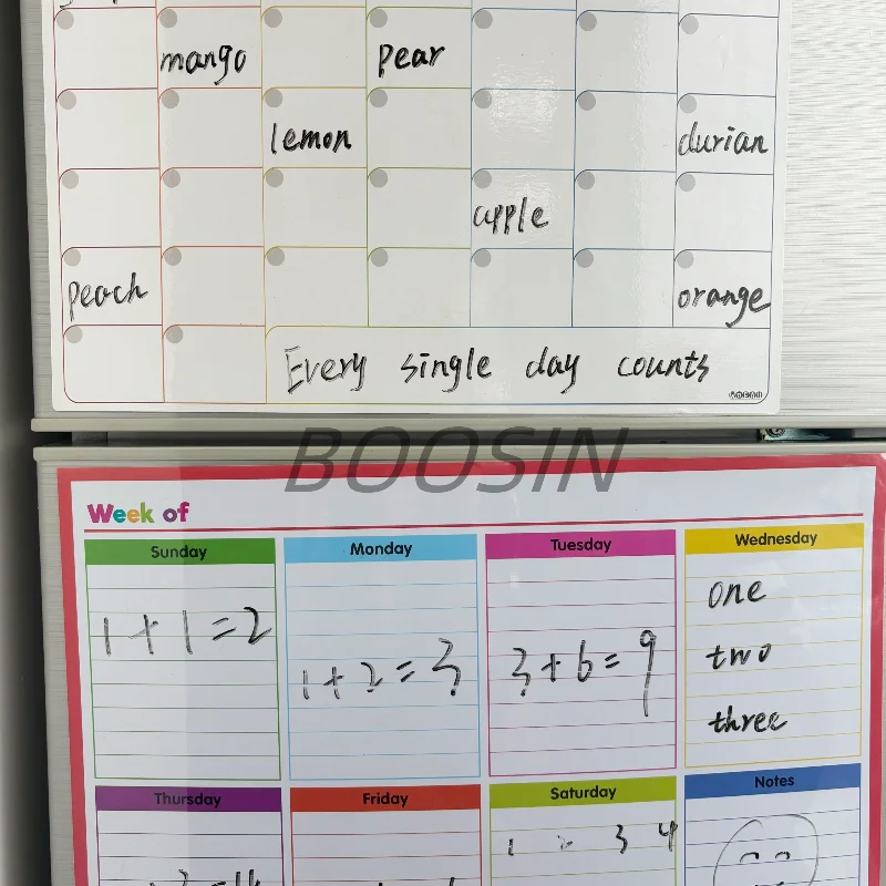 Customized White Silicone Dry Erase Calendar Fridge Planner with Plastic Writing Board Use As a Message Board