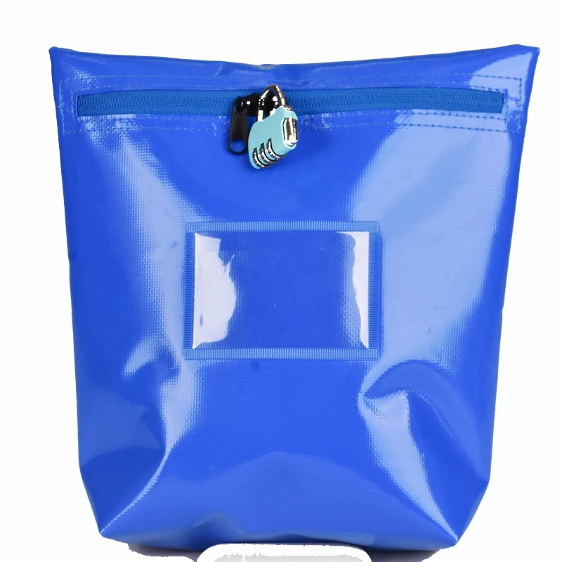 2024 Custom Logo Security Bank Bags with Zipper and Lock Waterproof Lockable Pouch Lockable Cash Bag for Bank Deposits