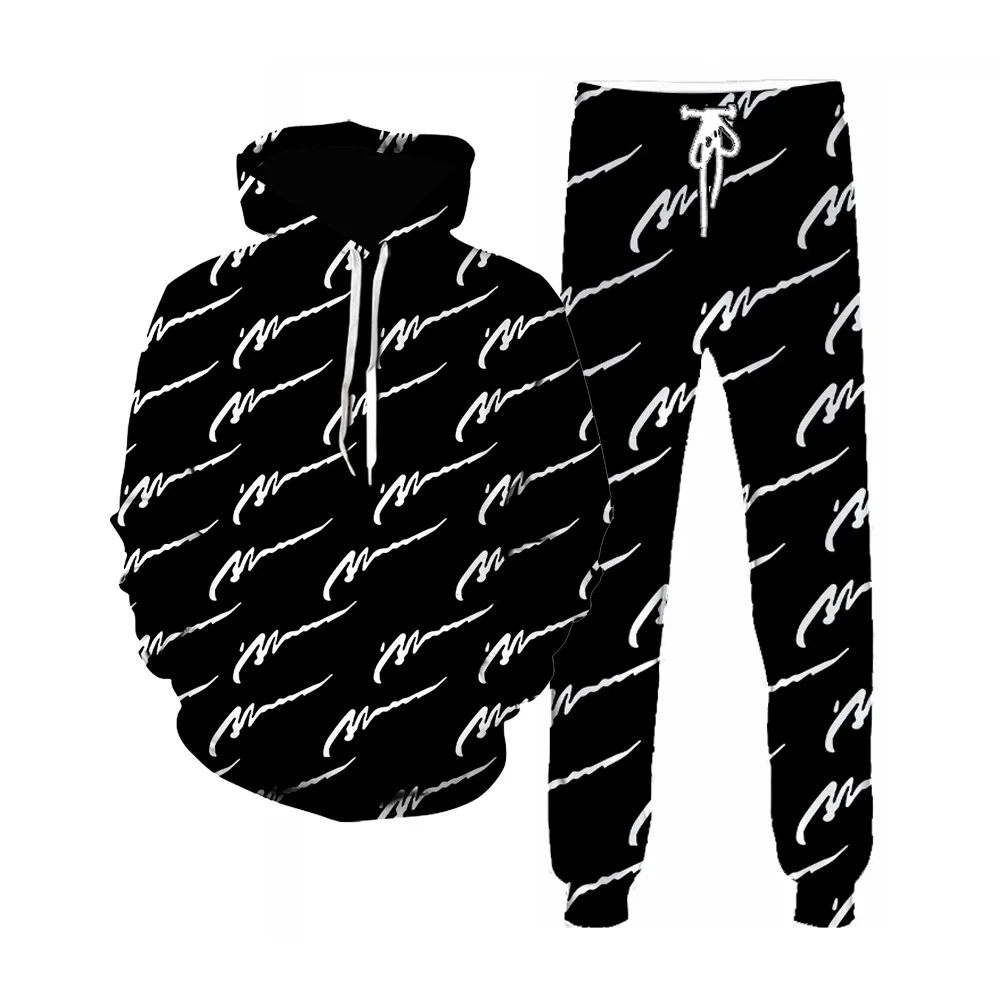 OEM ODM Anime Clothing Lion Custom Hoodie Made Sublimation Track Suit Sweat Suits 3d Print Two Piece Pant Set For Men