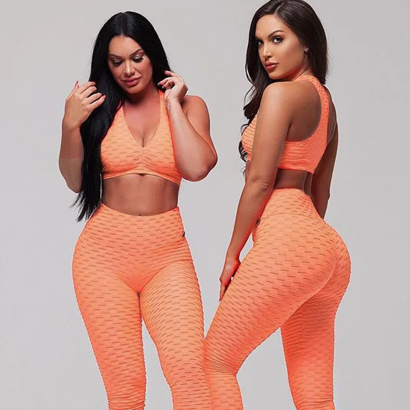 PZF Clothing Bodycon 2 piece women sport wear crop top breathable slim casual suit Yoga pants fitness leggings sets