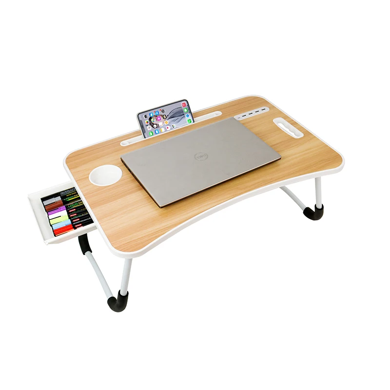 Wholesale Home Adjustable Foldable MDF Wooden Portable Laptop Table For Bed With USB