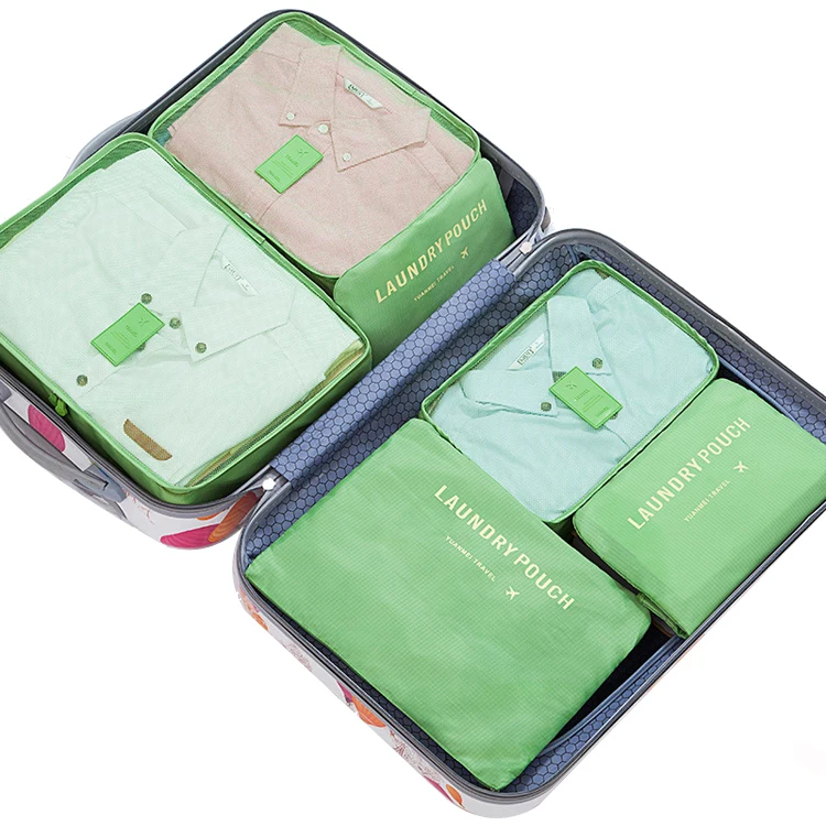 High quality 6 sets luggage travel organizer packing cubes waterproof