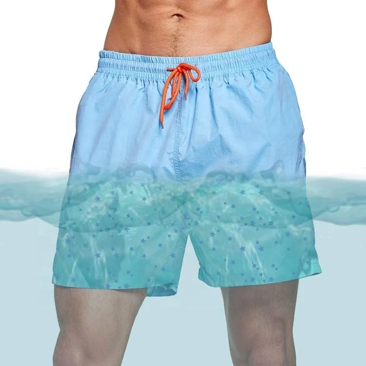 Swim Trunks Custom Summer Beach Shorts Fashion Men's Side Slip Pockets Water Reactive Color Changing Men's Shorts