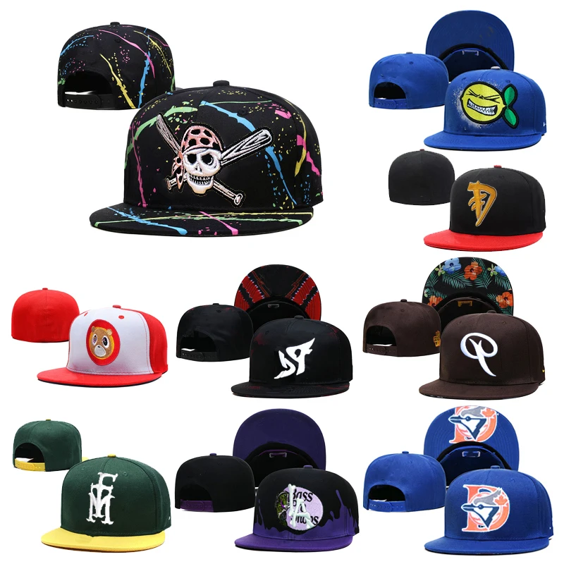 Customize gorras sports flat brim 3D embroidery with custom logo fitted Styles snapback black baseball hat sport cap hats