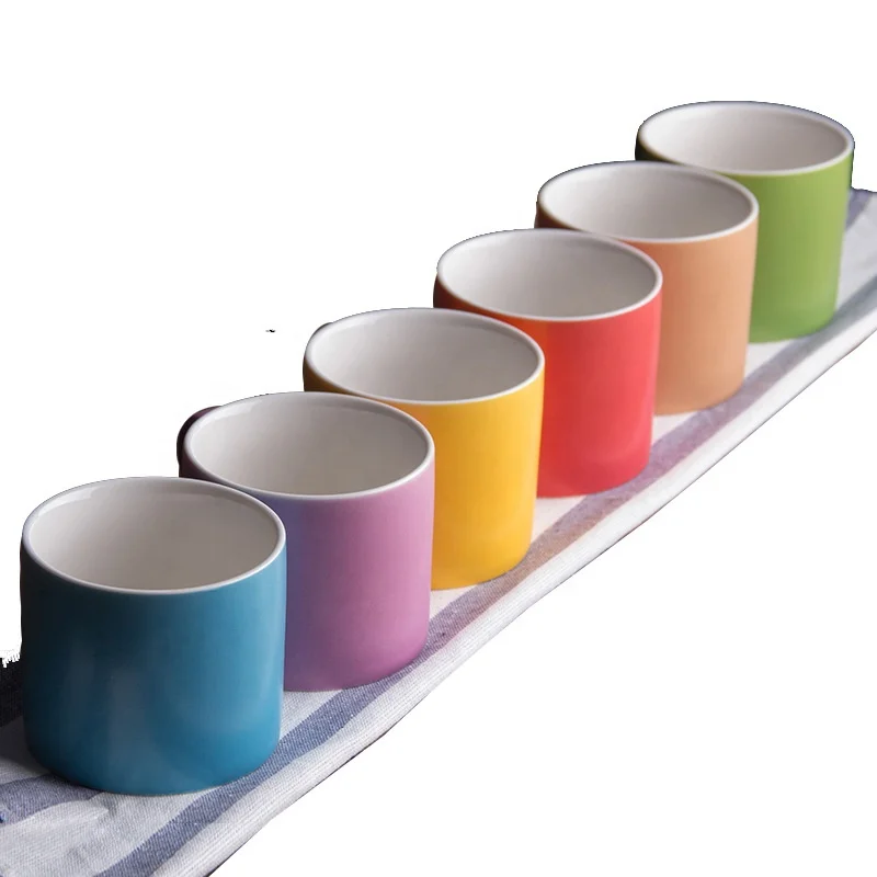 Matte color ceramic candy cups kitchen water coffee mugs kalong hall household ceramic straight cups with custom logo engraved