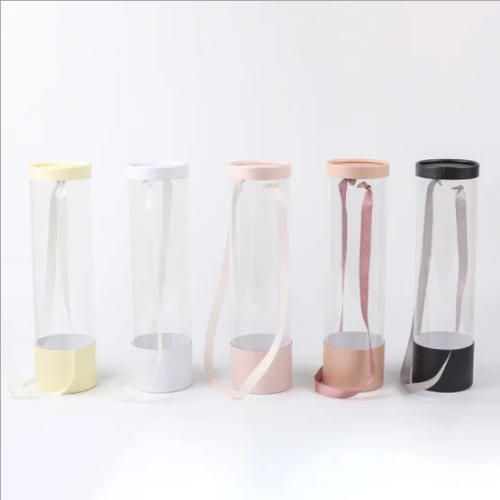 New Arrival Cylinder tube packaging   Flower Box PVC Flowers Packaging Round Flower Boxes For Bouquets