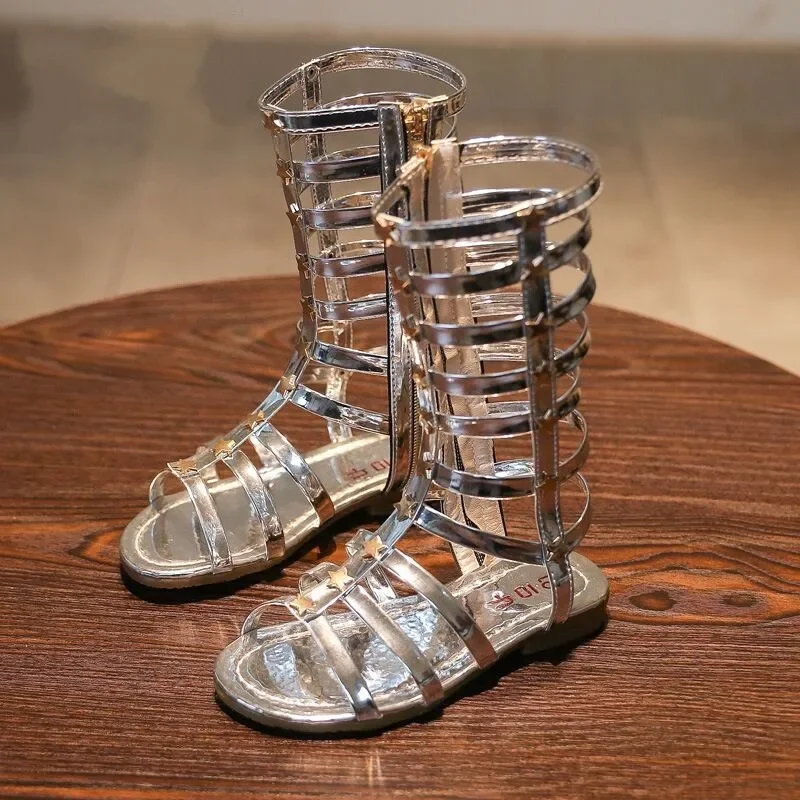 children shoes Summer boots High-top fashion Roma girls Stripe Kids Gladiator Sandals toddler baby sandals Brand high-quality