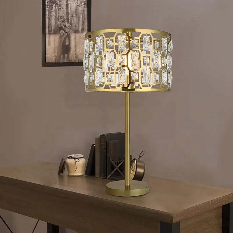 Luxury gold crystal royal style table lamp lamparas decorativas table lamps home decor