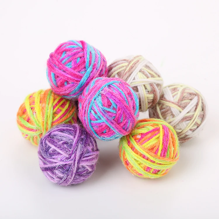 Manufacturer Pet Supplies  Adorable Kitten Training Ball Interactive  Colorful Knitting Wool Ball Cat Toy
