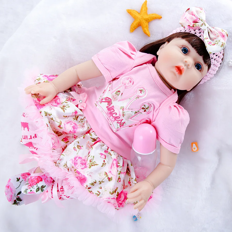 Wholesale Cute Reborn Baby Dolls With Low Price DIY Toys 22Inch Pink Dress Bebe Reborn Newborn Baby