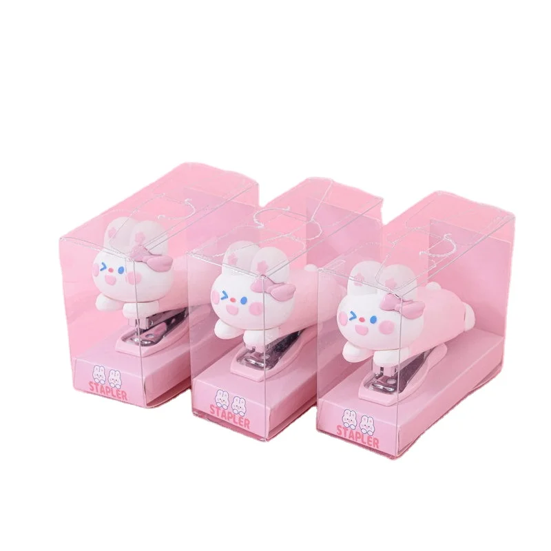 Latest Promotion Price Cartoon Rabbit Stapler Creative Cute Shape Mini Binding Machine Portable Labor Saving Small Stapler