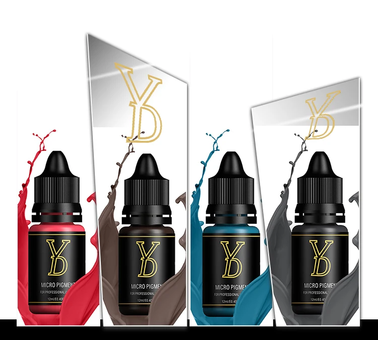 YD OEM 12ML Liquid Microblading Pigment Long Lasting Permanent Makeup Tattoo Ink Set Professional For Lip Eyebrow
