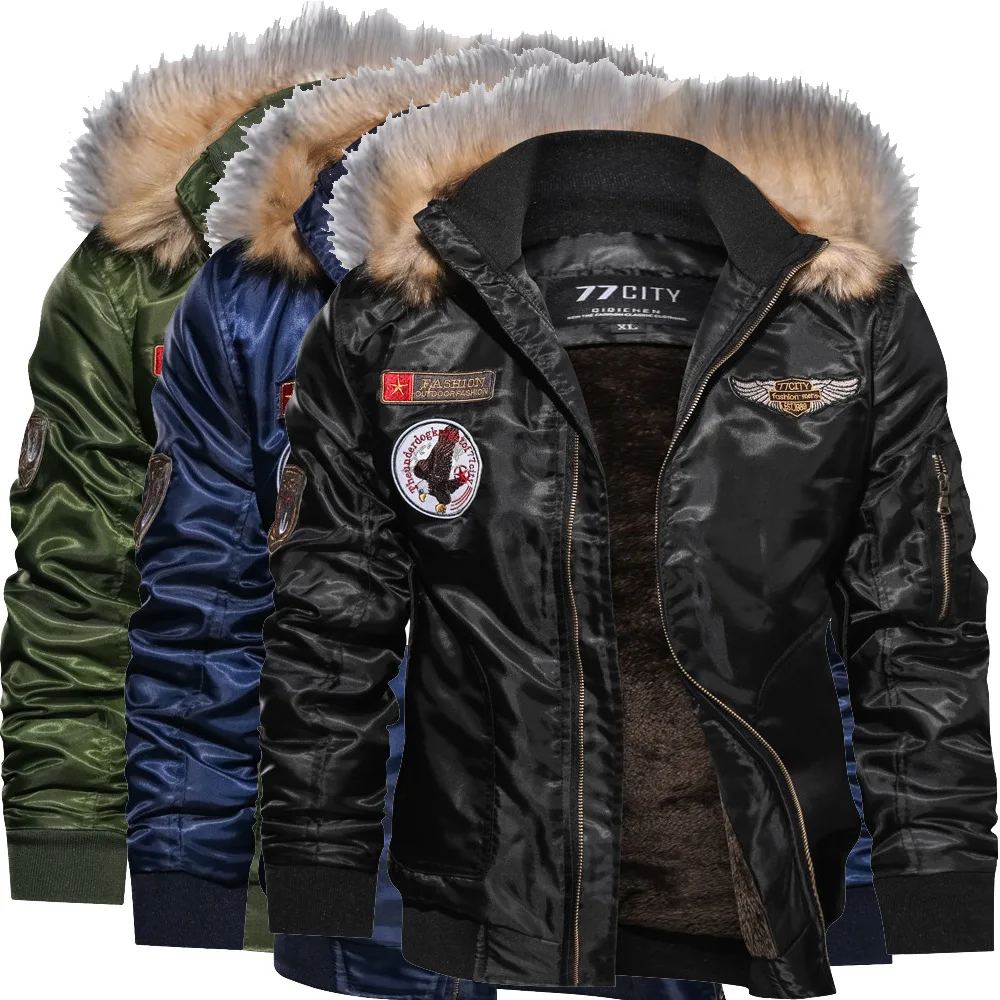wholesale loose fleece warm nylon motorcycle jacket waterproof flight jacket for men