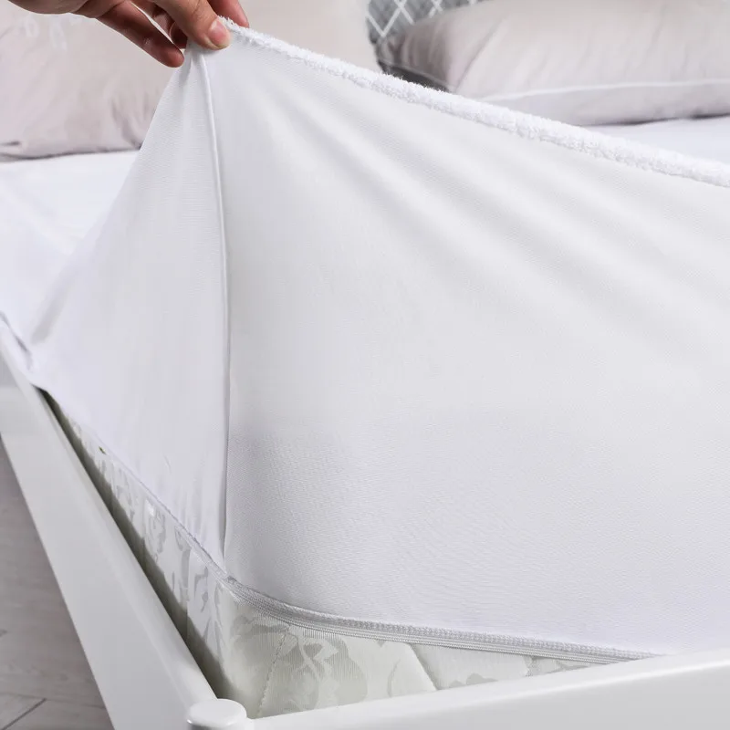 Wholesale Fitted Style Bed Bug Proof Waterproof Mattress Protector Plain Skirt Cotton Peace