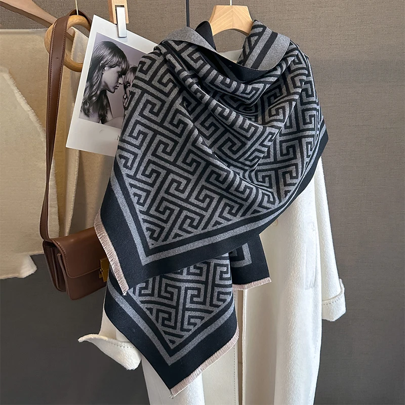 Thick Warm Blanket Cashmere Hijab Women Scarf 2023 Brand Winter Travel Pashmina Shawl Wraps Bufanda Accessories Poncho Echarpe