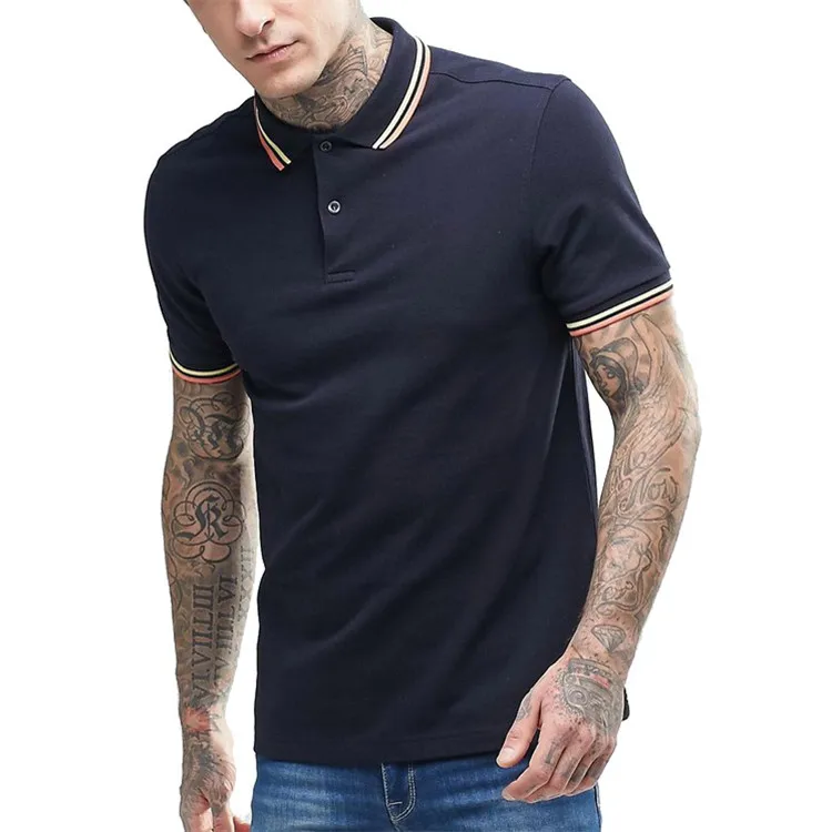 APL9002 China manufacturer custom slim fit twin tipped polo shirt 100% cotton mens polo shirt