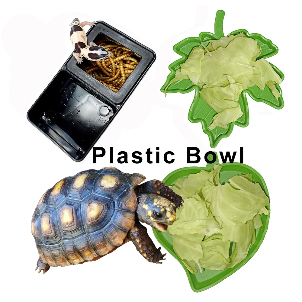 Small Plastic Pet Feeding Bowl Decor Lizard Gecko Terrarium Feeder Tortoise Water Dish Frog Feeding Dish Reptile Feeding Bowl