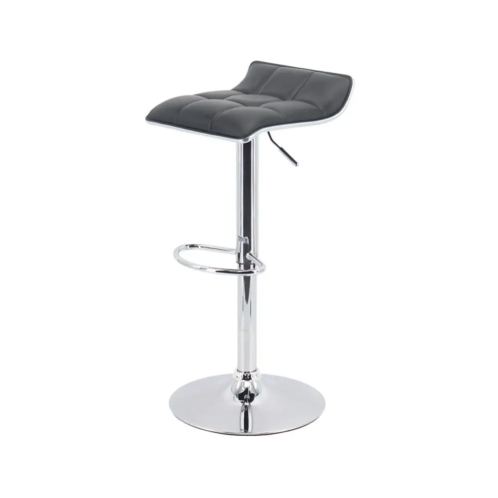 Dining Furniture Leather Metal Bar Stool High Quality Black Leather Soft Cushion Cafe Home Bar Luxury Swivel Bar Chair