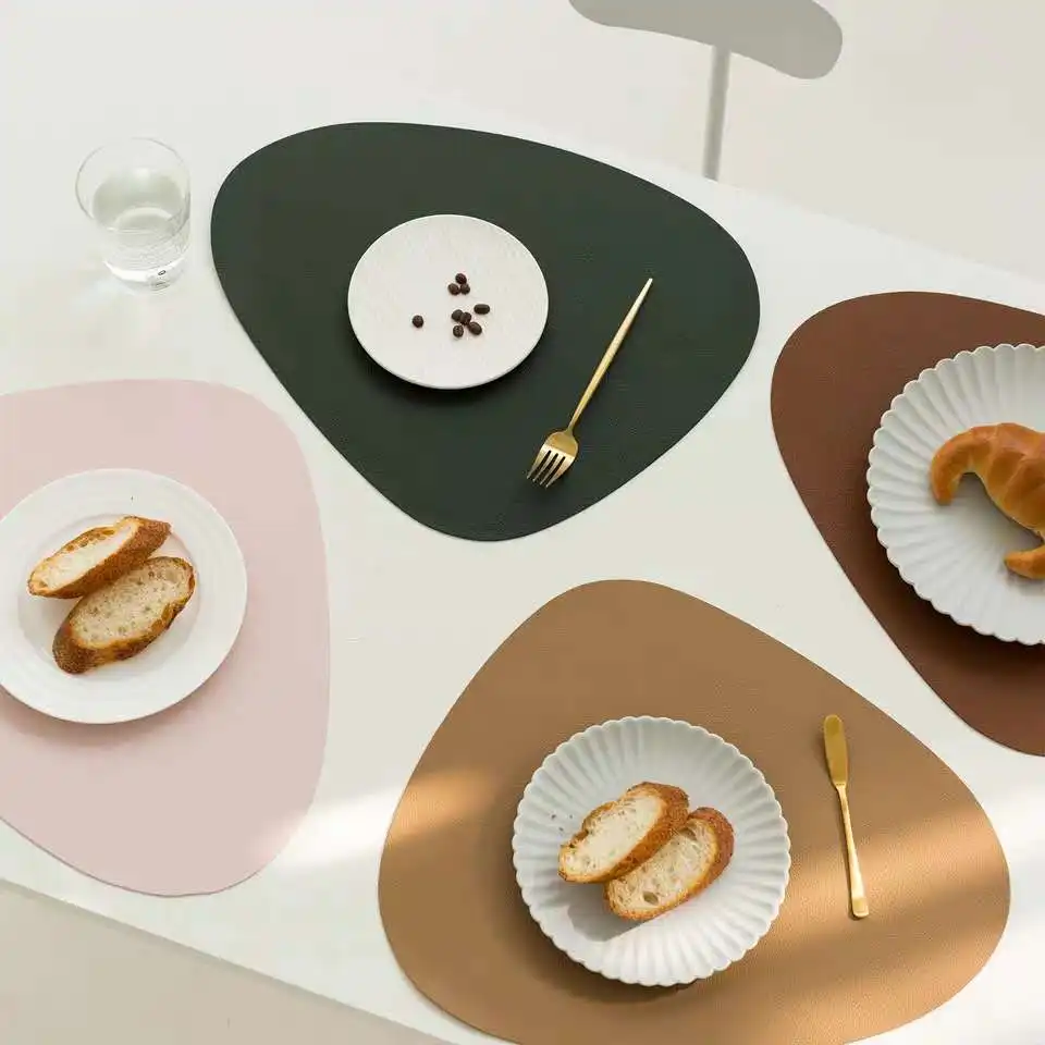 Hot Sale Table Heat Resistant PU Leather Dining Table Mat Heat Insulation Placemat Non-Slip Kitchen Table Mats