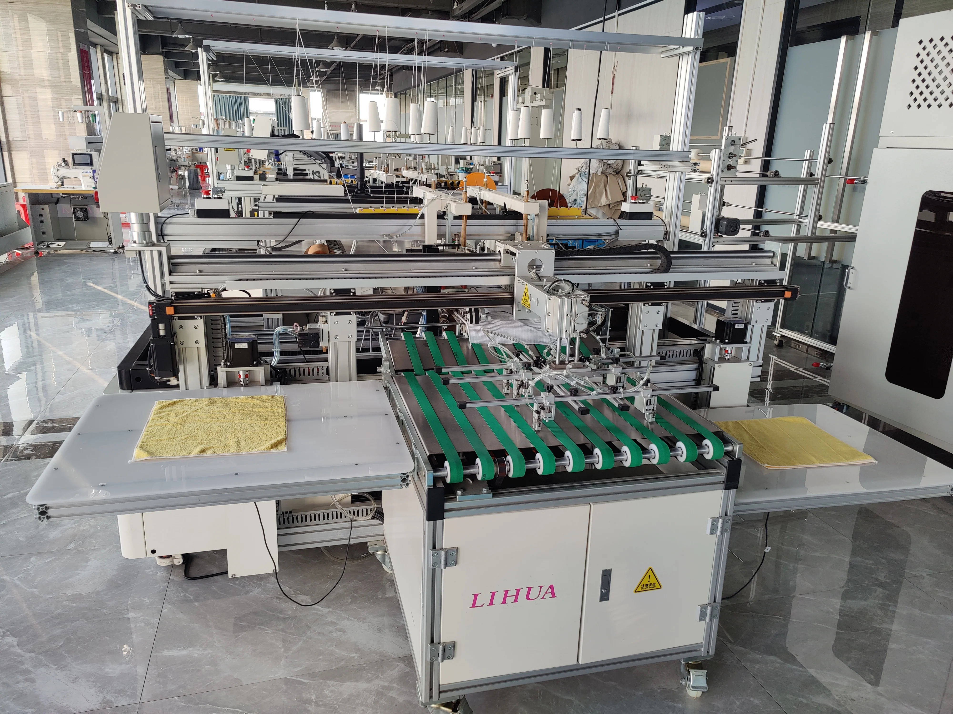 Lihua automatic microfiber towel production unit 5000r/min cloud rail suction cup material retrieval towel making machine