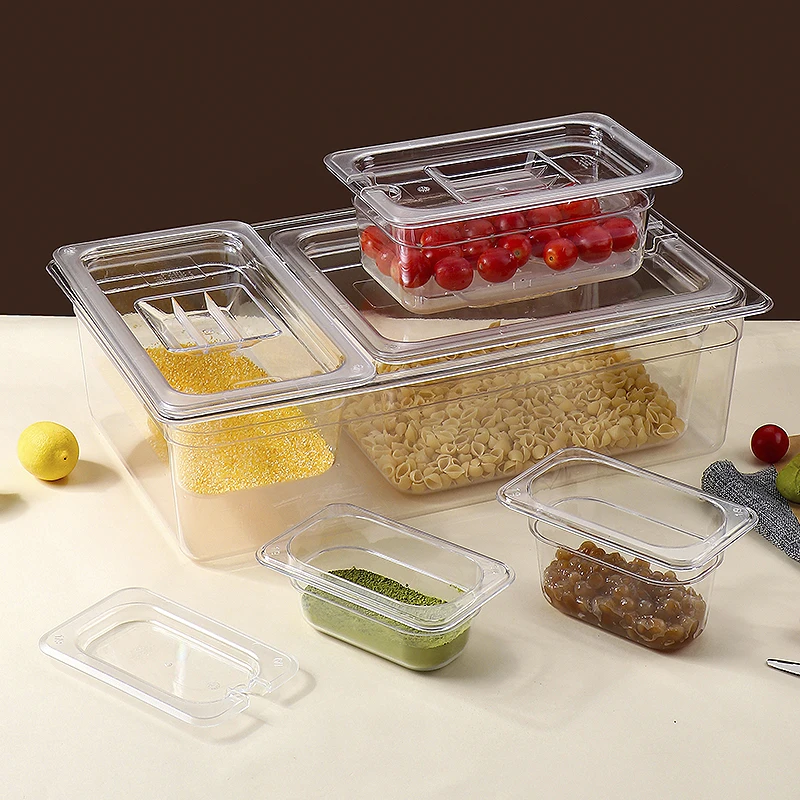 PC GN PAN 1/1 1/2 1/3 1/4 Catering Restaurant Cafe Hotel Kitchenware Clear Plastic Gastronorm Container Food Pan Sauce basin