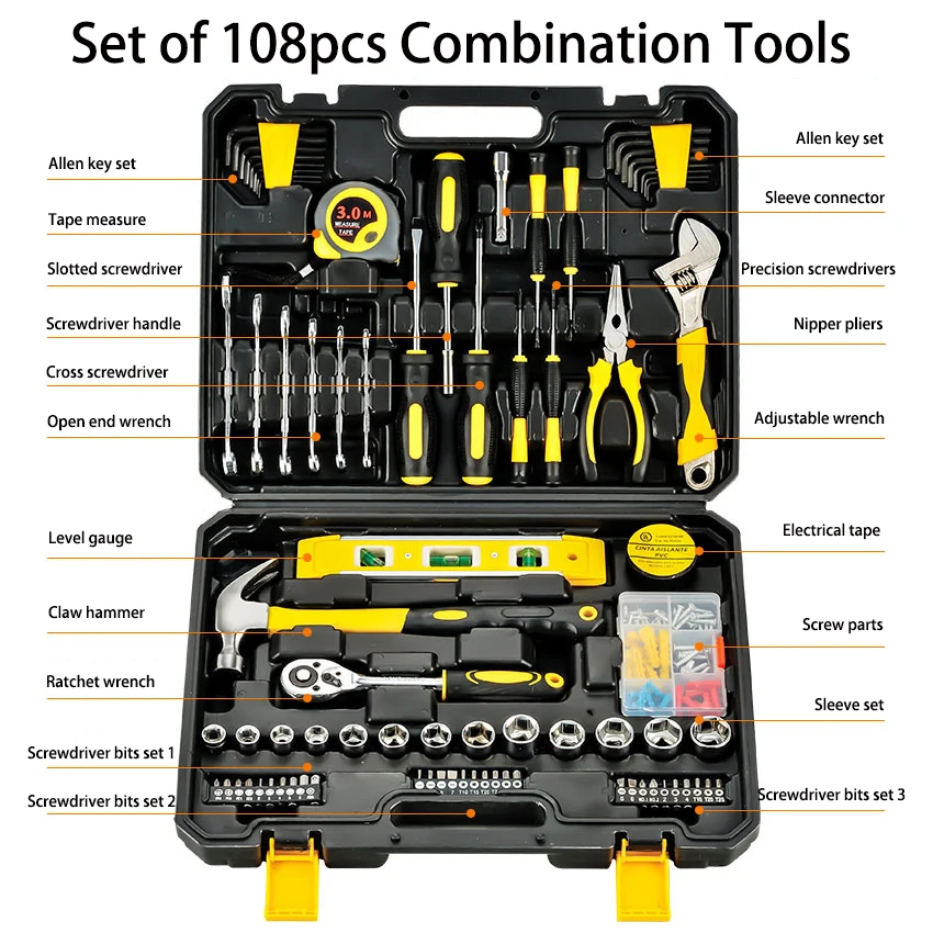 Набор ручных инструментов для дома комбинированный ящик ремонта автомобиля домашний подарок набор деревообработки сада завод OEM